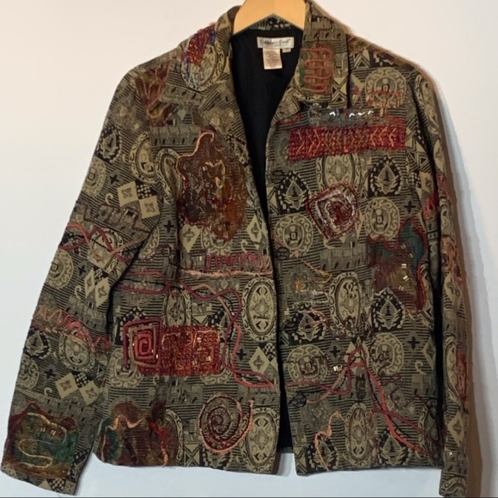 EUC Vintage Coldwater Creek Tapestry Beaded and Embroidered Blazer Style Jacket